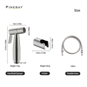 PINEBAY хорошая цена аксессуары для ванной комнаты туалет душ SUS304 настенный унитаз Shattaf WC женский набор для чистоты биде с шлангом - Product Image 6