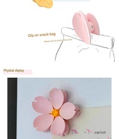 Clips alimentaires magnétiques Sakura - 5 pièces, fermetures de sacs de cuisine mignonnes, maintien solide pour les collations, le thé et les épices, organisateur de réfrigérateur Kawaii
