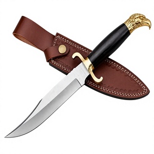 Cuchillo Bowie de Acero Inoxidable con Hoja Dentada, Mango de Latón con Diseño de Águila y Guarda de Latón, Duradero para Exteriores - Product Image 1
