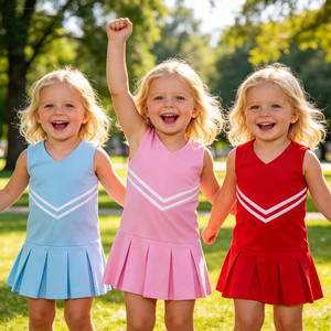 Abiti Estivi per Bambini, Uniformi da Cheerleader all'Ingrosso, Gonne Plissettate con Logo Personalizzato, Vestitini per Bambine - Product Image 1