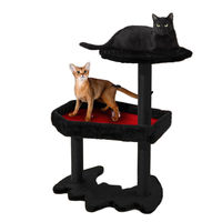 Arbre à chat combiné avec maison et structure d'escalade, design en bois, grand modèle, adapté aux chats, gain de place, pour usage domestique, thème Halloween