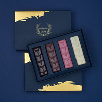 Emballage plat imprimé personnalisé en papier écologique Kraft pour enfants, boîte de Bar à chocolat, boîte d'emballage en papier cadeau personnalisée, boîte bleue