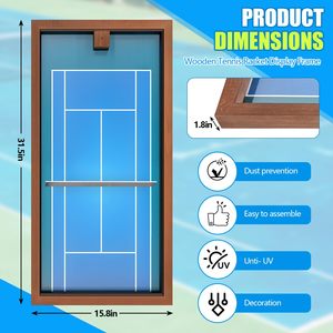 Cadre de présentation pour raquette de tennis en bois, boîte à ombre murale pour objets sportifs - Product Image 2
