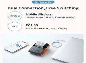 Impresora Térmica de Recibos Inalámbrica de 58 mm con Logotipo Personalizado, Impresión con un Clic para Cafeterías, Bares, Mini Impresora de Etiquetas, Códigos de Barras - Product Image 3