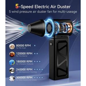 Soplador de Aire Inalámbrico Recargable, Ventilador Turbo de 5 Velocidades, Reemplaza la Lata de Aire Comprimido para PC, Teclado, Auto, Exteriores y Uso Doméstico - Product Image 5