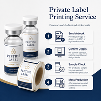 Étiquettes personnalisées pour peptides, autocollants imperméables pour flacons, rouleaux d'autocollants, logo personnalisé, petites bouteilles en verre, impression d'emballages à marque privée