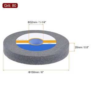Mola professionale da 6 pollici a 80 graniglia 0.8 "spessore con 1 1/4" ruota di macinazione a forma di coppa di pergolato in ossido di alluminio - Product Image 2
