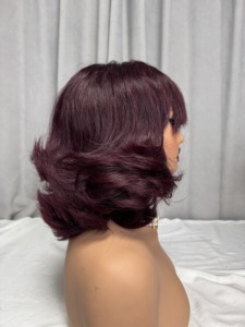 Promoción $42 Pelucas de Encaje 1x3 de Alta Calidad 12A con Flequillo, 12 Pulgadas, Cabello Humano 100% Natural, Venta al Por Mayor de Fábrica - Product Image 4