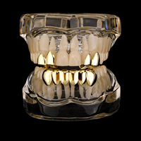 Grillz Premade de Tapa Sencilla para Hombre al Por Mayor, Fácil de Ajustar, Forma Irregular Ajustable, Económicos, Bañados en Oro de 18K y Plata