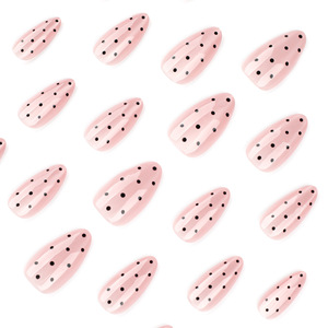 Vente en gros de pièces d'art d'<span class=keywords><strong>ongles</strong></span> en forme d'œil de chat nude à pois noirs, <span class=keywords><strong>autocollants</strong></span> d'<span class=keywords><strong>ongles</strong></span> en forme d'amande, best-sellers transfrontaliers - Product Image 3