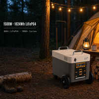 Station d'alimentation portable sur roues 1500W 1024Wh Batterie LiFePO4 4S1P 80Ah Vente en gros, Structure roulante tout-en-un