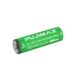 PUJIMAX Haushalts batterie der Größe AA Wiederauf ladbare 1,5-V-Lithiumbatterie Intelligente LED-Anzeige batterie mit Ladeans chluss Typ C. - Product Image 1