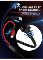 Câble USB 3-en-1 en silicone tressé à charge rapide, prix d'usine, connecteurs Micro USB et Type-C pour transfert de données de téléphone portable