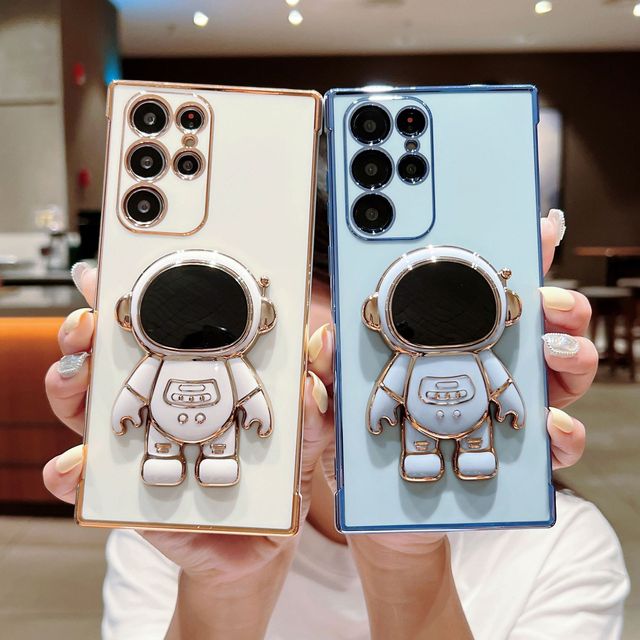 6D Electroplating Astronaut Mobile Phone Case Cover for Samsung for Galaxy S23 Ultra Note 20 Ultra M14 A32 5G Stand Camera