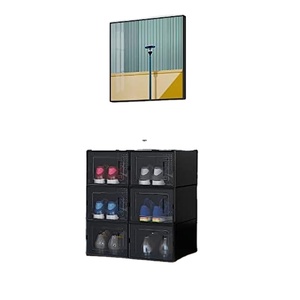 6 PACK Drop Front Stackable magnetic sneaker storage box Transparent crates Acrylic wholesale Shoe case custom Clear shoe box