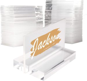 Cartes de Place en acrylique transparent pour les noms des invités de mariage, numéros de Table, assiettes en acrylique rectangulaires vierges d'escorte pour le tableau des sièges - Product Image 1