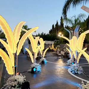 LEDA Customized Events Party Decorations Metal LED <b>Light</b> Stand Banana <b>Leaves</b> Aisle <b>Light</b> Backdrop for Wedding - Product Image 1