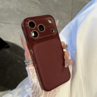 Étui de luxe en cuir lychee avec grande fenêtre en cristal pour iPhone 17 16 15 14 13 Pro Max, coque antichoc blindée