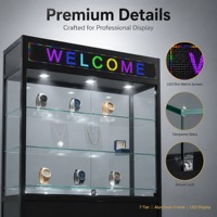Vitrine d'exposition en verre LED en gros, cadre en aluminium, 7 niveaux, vitrine en verre trempé, écran LED personnalisé pour magasin de détail