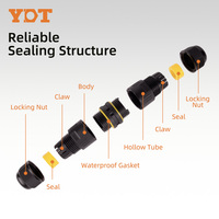 Presse-étoupe double extrémité en nylon, 3 cœurs M16, étanche pour extérieur, connecteur rapide, connecteur de câble de fixation et d'étanchéité