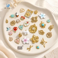 SUMMLY Breloques tendance en acier inoxydable émaillé, motifs fleurs, animaux, cœurs, flocons de neige, pour la fabrication de bijoux DIY (colliers, bracelets)