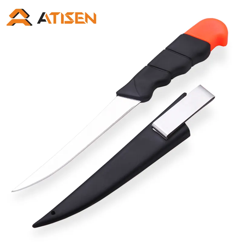 ATISEN आसान नियंत्रण रंग मिश्रण पीपी संभाल मत्स्य पालन चाकू स्टेनलेस मछली फ़िले चाकू