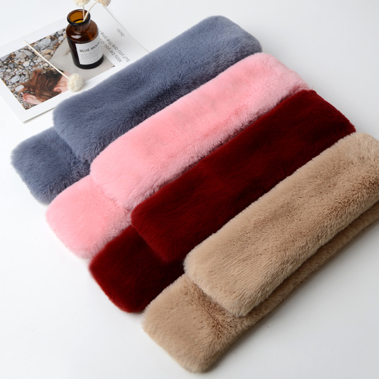 Wholesale Korean Japanese Winter Solid Colorful Boys Girls Thick Windproof Warm Neck Polyester Rabbit Faux Fur Scarves for Kids