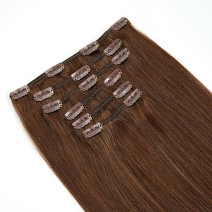 Extensions de cheveux humains à clips, cheveux russes vierges bruts 12A, cuticules alignées, 100% Remy, double trame machine, pour dropshipping - Product Image 6