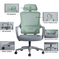 Chaise de bureau ergonomique moderne pivotante à 360 ° en tissu maillé avec soutien lombaire Chaise de bureau d'atelier pour cadres
