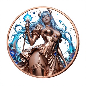 Moneta Gotica Angelo Oscuro da 1oz in Rame Puro .999, Stampa UV, Rilievo Artistico 2D 3D, Token Commemorativo da Collezione - Product Image 1