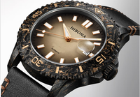 Montre en Fiber de Carbone Forgée par le Client de Bracelet en Cuir de Cadran Super Lumineux de Luxe de Marque