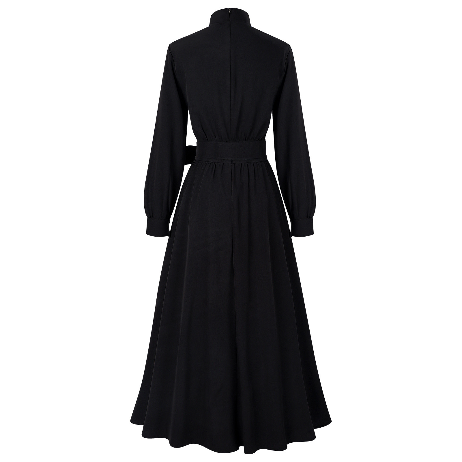 midi green velvet dress Velour A-Line V Neck Backless Black Aries Color:BLACK-GOLD Polyester 95.0%