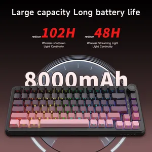 คีย์บอร์ดเกมมิ่ง AJAZZ AK820 MAX Plus รุ่นใหม่ แบบสามโหมด แบตเตอรี่ 8000mAh หน้าจอ TFT แบบ Gasket รองรับ Hot Plug คีย์บอร์ดแบบ Mechanical ปรับแต่งได้ อุปกรณ์เสริมสำหรับ <span class=keywords><strong>PC</strong></span> - Product Image 2
