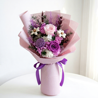 Bouquet de roses éternelles faites à la main multicolores pour Noël, mariage, anniversaire, Saint-Valentin, vente en gros