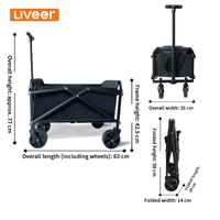 Mini chariot de courses pliable multifonctionnel, longueur totale 63 cm (avec quatre roues) - chariot à main réglable en hauteur