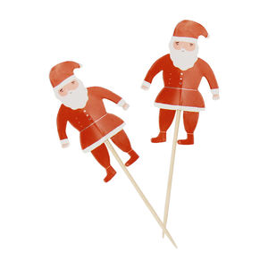 902138 Bâtonnets en papier Père Noël de <span class=keywords><strong>10</strong></span> cm de haut pour centre de table de Noël, cupcakes et desserts, décoration de fête - Product Image 1