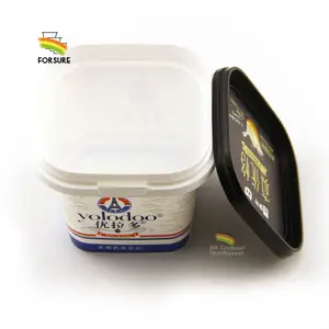 Recipientes plásticos de 250ml com tampas de fábrica OEM Copos de iogurte PP de plástico 8.5oz Recipiente de sorvete de embalagem IML personalizado