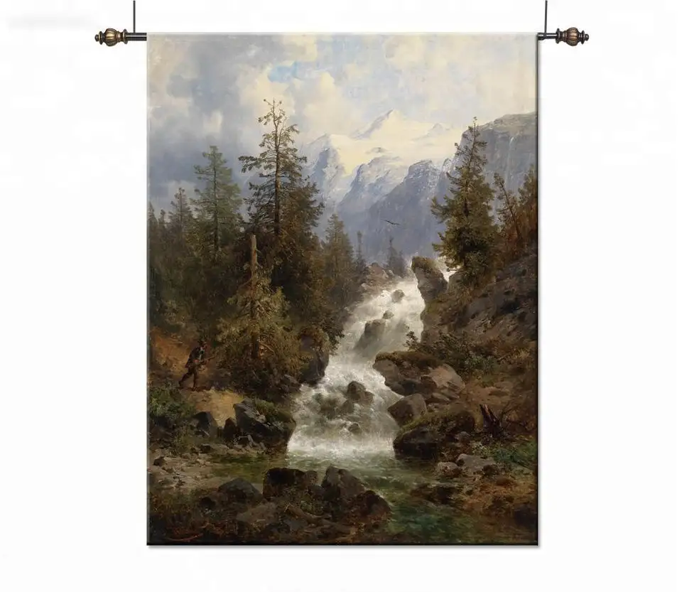 High Definition Antique Picture Prints French Landscape Oil Painting Wall Hangings Tapestry