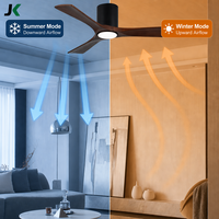 Ventilateur de plafond noir Hugger avec lumière LED, moteur DC de 44 pouces, 3 pales en noyer massif, télécommande WiFi pour salon et chambre à coucher