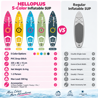 SUP gonflable en gros de 11 pieds, extra large, tout usage, avec logo personnalisé, fabrication OEM, PVC, 3 ailerons, charge maximale de 300 kg