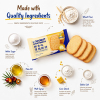 Biscuits craquelins exotiques à la noix de coco, 14,5g, saveur douce semi-molle, saveurs variées, personnalisables, en gros, marque OEM, boîte d'importation