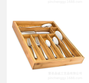 Organizador de Cubiertos Rectangular Ajustable de Bambú para Cajones de Cocina, Diseño Plegable para un Almacenamiento Eficiente de Utensilios - Product Image 6