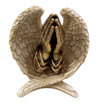 Ailes d'ange faites à la main avec des mains en prière Statue de figurine en résine moulée