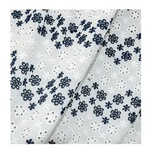 Tissu en coton brodé à petites fleurs français, nouvelle collection, fabrication d'usine, double couleur, design floral, nouveau