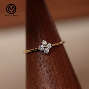 Anillos Minimalistas de Trébol de Cuatro Hojas AR001, Plata de Ley 925, Chapado en Oro/Rodio de 18K, Joyería Fina para Mujer, Ideal para Bodas y Fiestas - Product Image 1