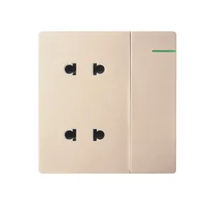 LONON PC+Metal electrical twin two pin socket with switch