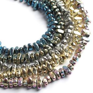 Perles en <span class=keywords><strong>pierre</strong></span> d'<span class=keywords><strong>hématite</strong></span> naturelle irrégulière plaquée de 4 à 8 mm, 17 couleurs, en vrac, pour la fabrication de bijoux DIY - Product Image 2