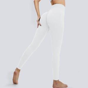 Pantalon de yoga <span class=keywords><strong>vintage</strong></span> respirant taille haute pour femmes européennes américaines Leggings de fitness plissés Design de fesses de pêche Contrôle du ventre - Product Image 3