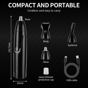 Recortador de Vello Nasal Recargable IPX5, Recortador Eléctrico de Vello Nasal y de Oídos Personalizado para Hombres 3 en 1 con Logotipo, Batería de Litio de 2W - Product Image 5