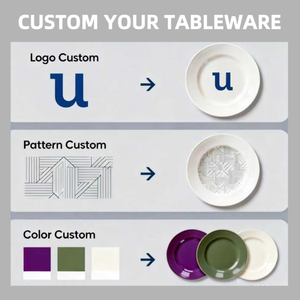 Assiettes en céramique commerciales pour restaurant, assiettes en porcelaine en gros, compatibles micro-ondes <span class=keywords><strong>et</strong></span> lave-vaisselle, gaufrées <span class=keywords><strong>et</strong></span> peintes à la main - Product Image 5